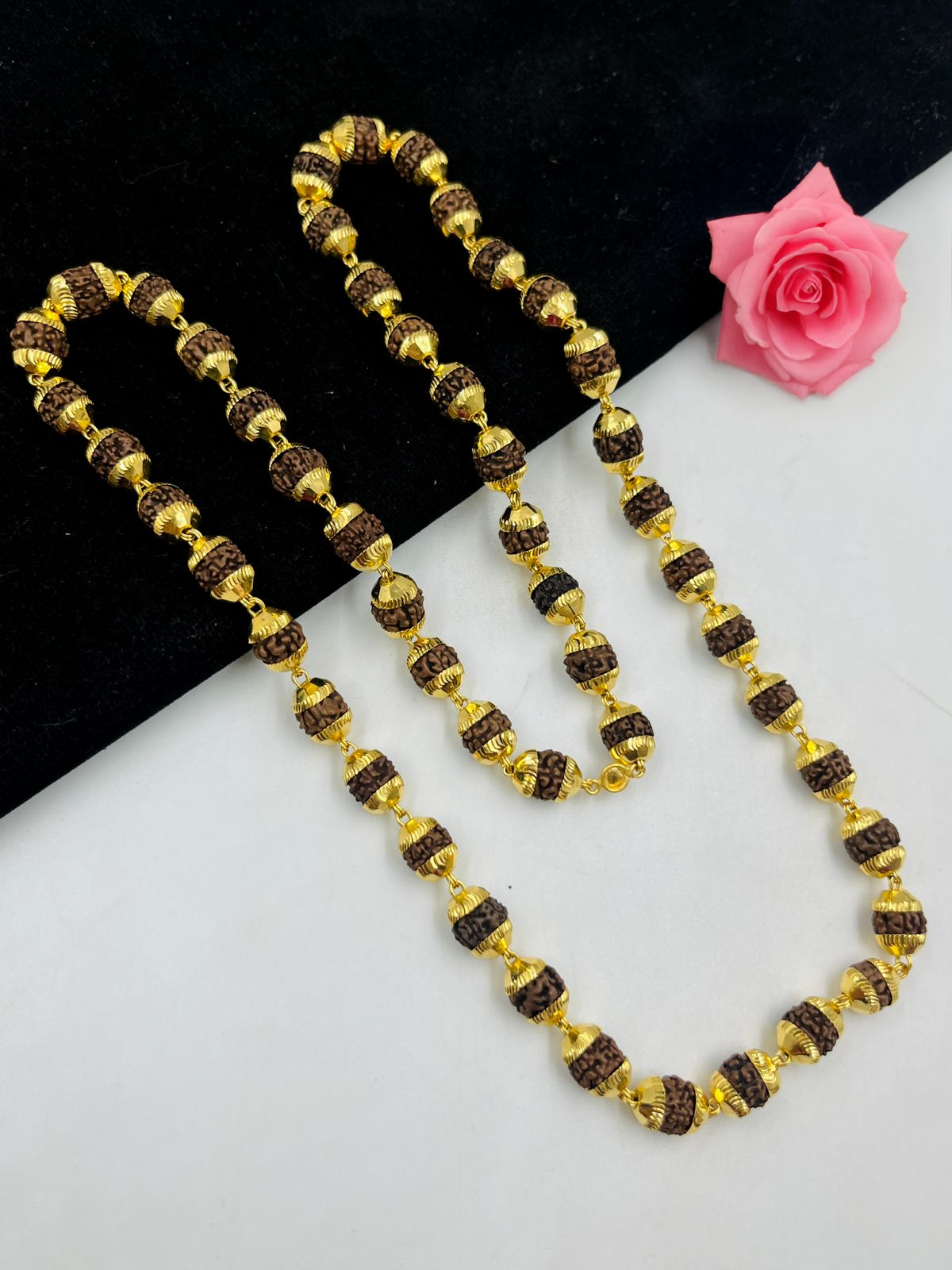 1 GRAM GOLD RUDRAKSHA MALA FOR MEN DESIGN A-98