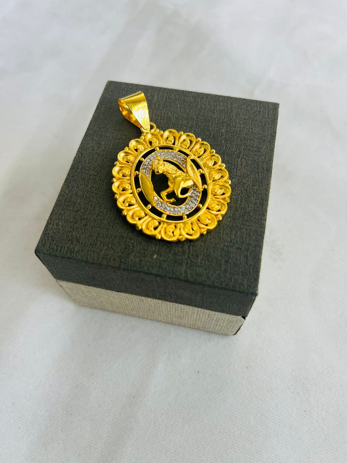 1 GRAM GOLD FORMING DIAMOND HORSE PENDANT FOR MEN DESIGN A3