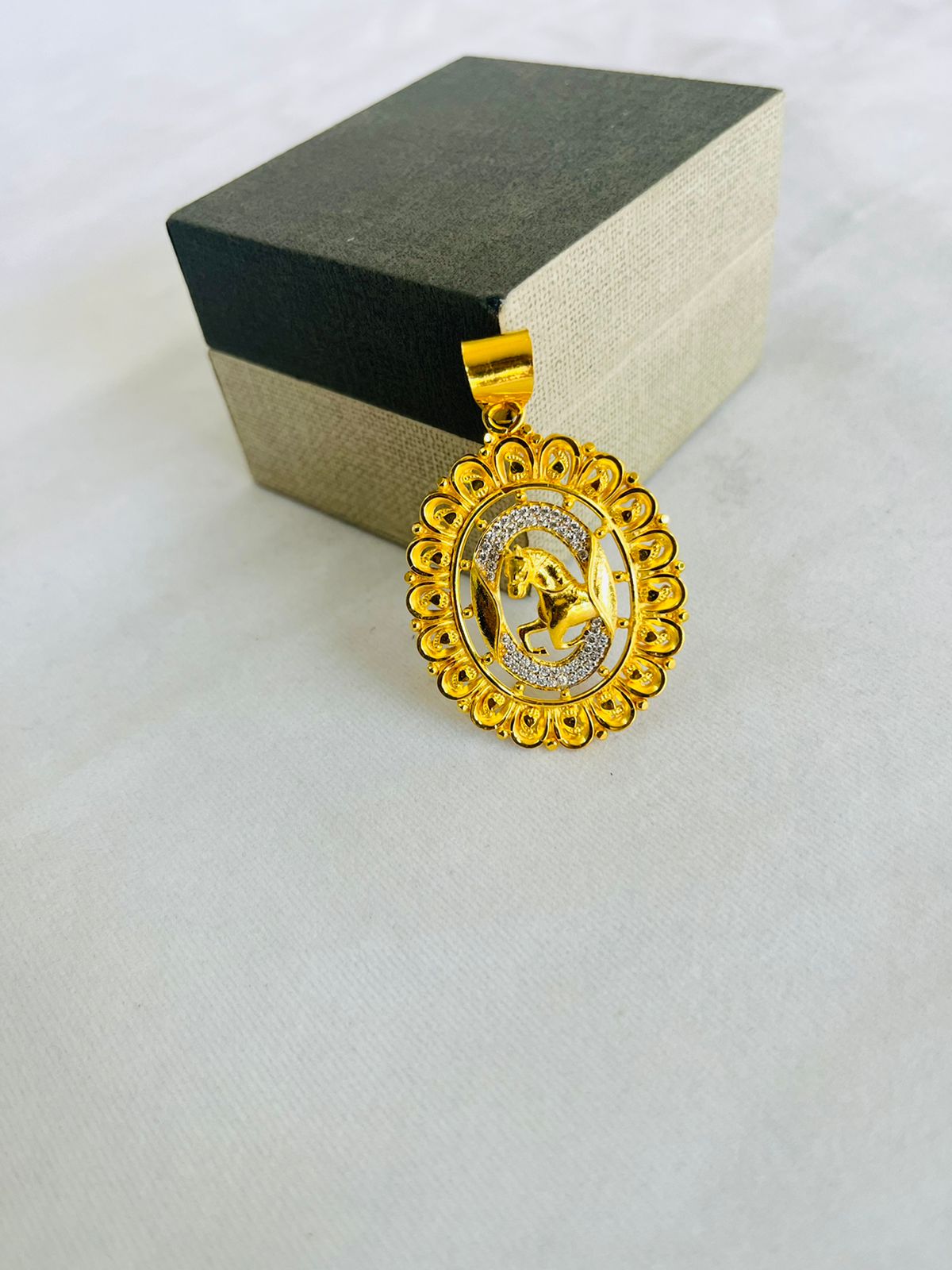 1 GRAM GOLD FORMING DIAMOND HORSE PENDANT FOR MEN DESIGN A3