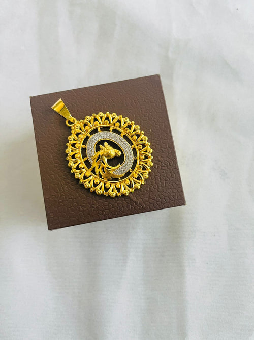 1 GRAM GOLD FORMING DIAMOND HORSE PENDANT FOR MEN DESIGN A5