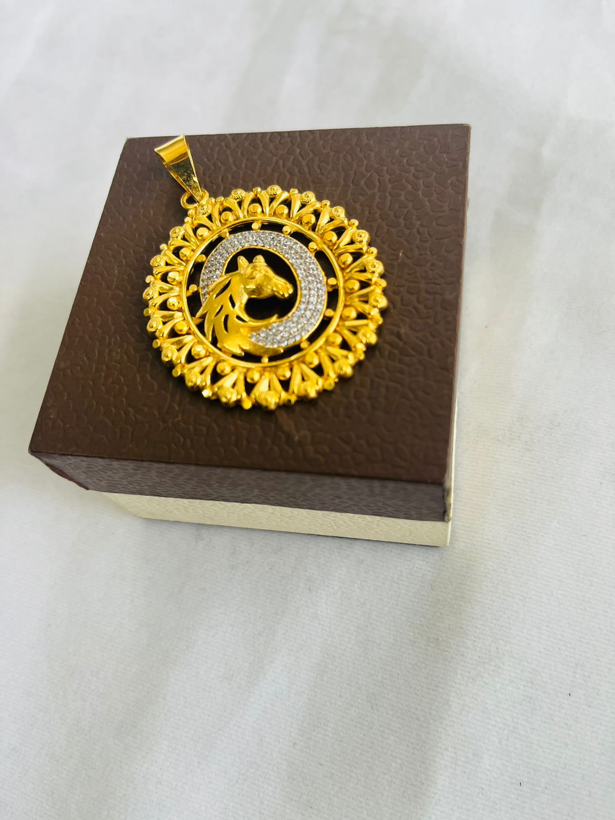 1 GRAM GOLD FORMING DIAMOND HORSE PENDANT FOR MEN DESIGN A5