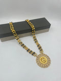 पुरुषों के लिए 1 ग्राम गोल्ड फॉर्मिंग ब्लैक मोती रुद्राक्ष माला सूर्य पेंडेंट के साथ, डिज़ाइन A-2