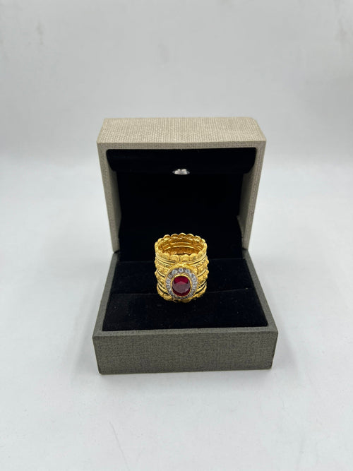 1 GRAM GOLD PLATING RAJWADI DIAMOND RING FOR MEN DESIGN A-253