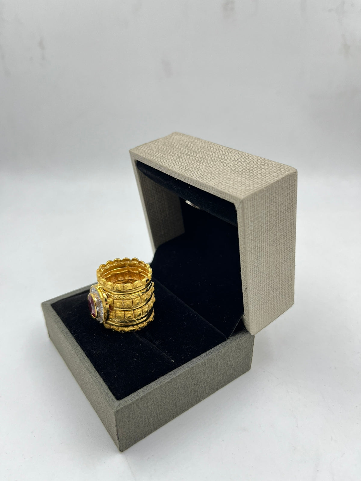 1 GRAM GOLD PLATING RAJWADI DIAMOND RING FOR MEN DESIGN A-253