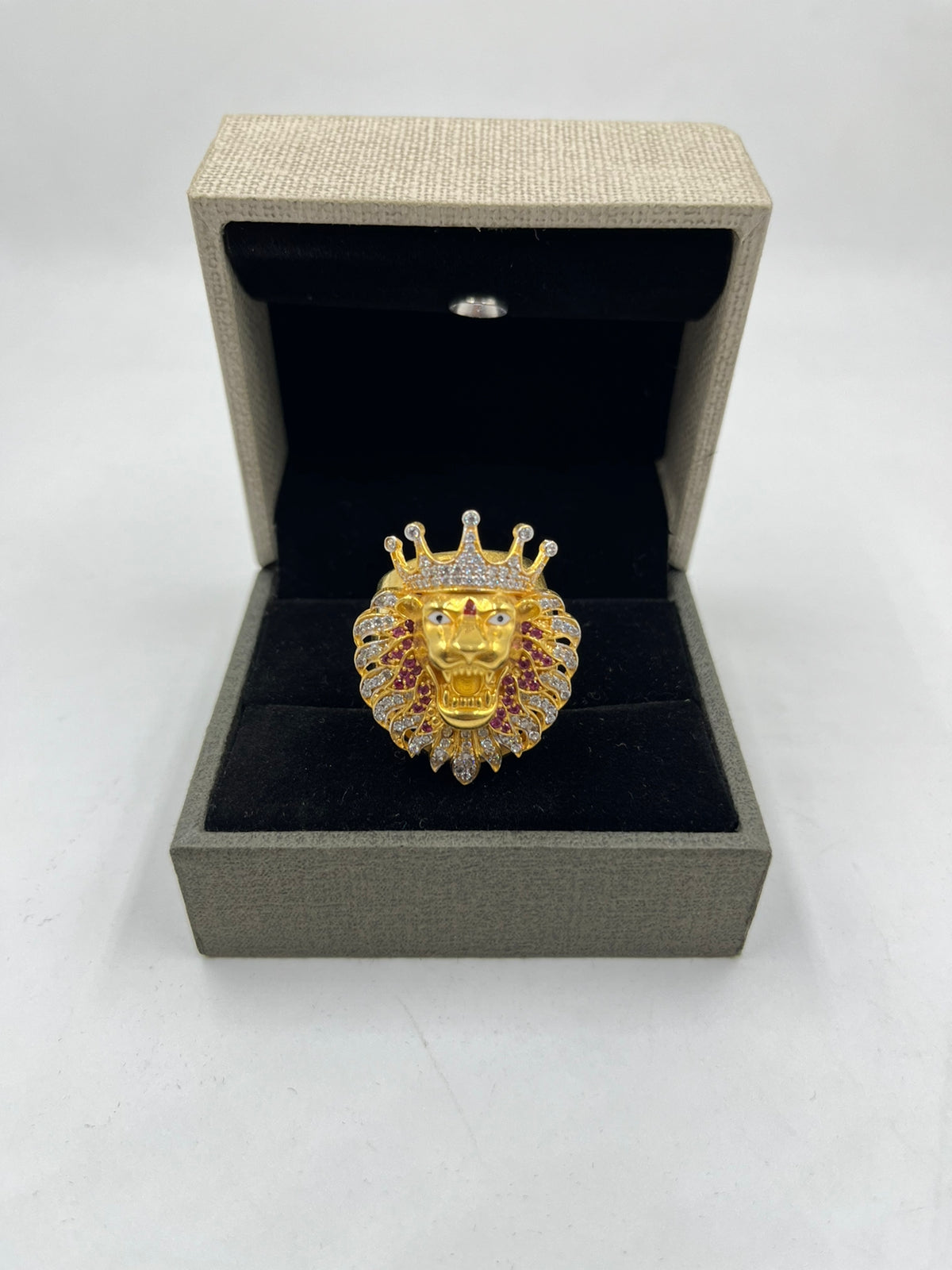 1 GRAM GOLD PLATING SULLY DIAMOND CROWN LION RING FOR MEN DESIGN A-264