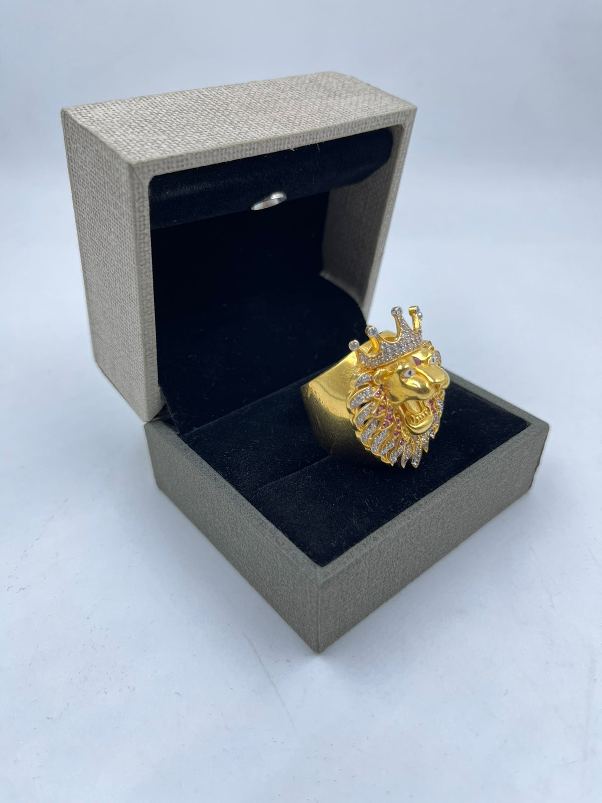 1 GRAM GOLD PLATING SULLY DIAMOND CROWN LION RING FOR MEN DESIGN A-264