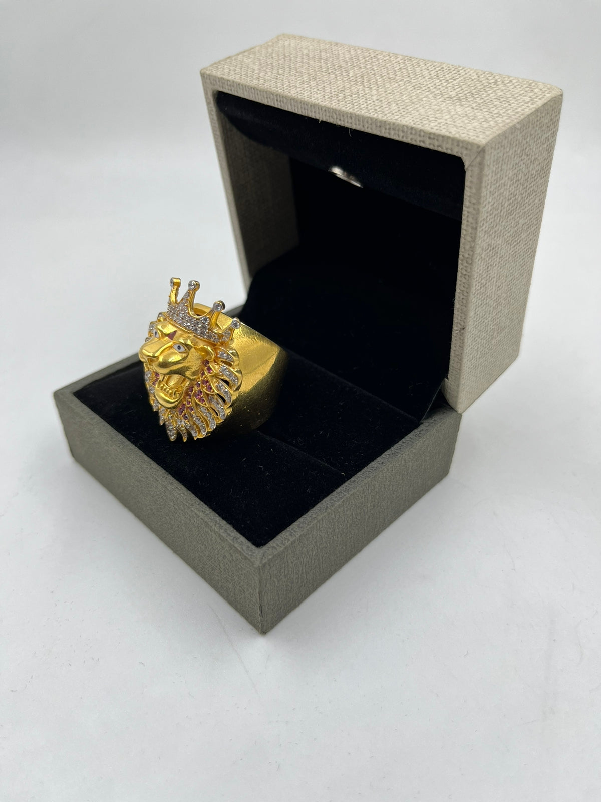 1 GRAM GOLD PLATING SULLY DIAMOND CROWN LION RING FOR MEN DESIGN A-264