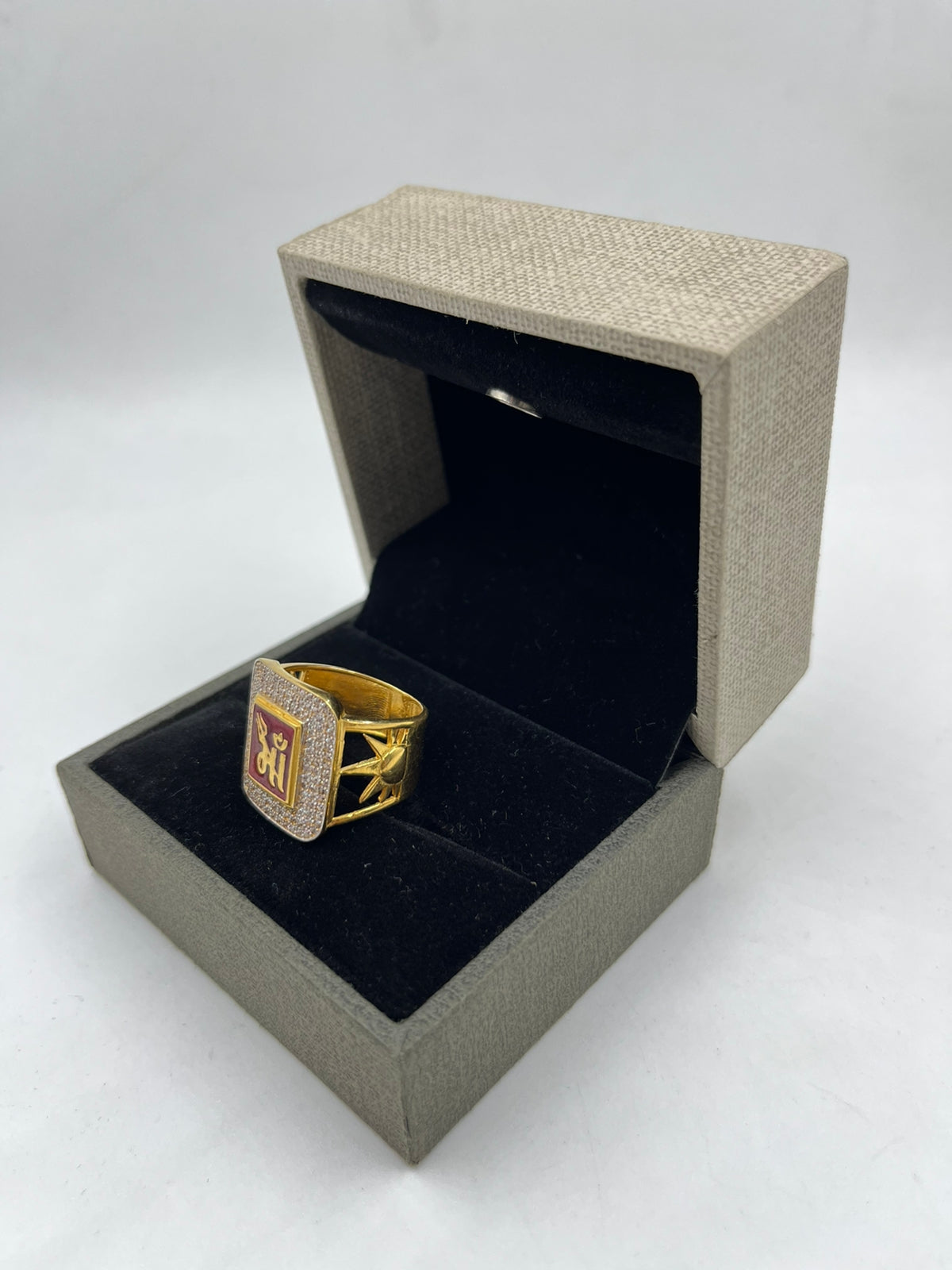1 GRAM GOLD PLATING TRISHUL,MAA RING FOR MEN DESIGN A-267