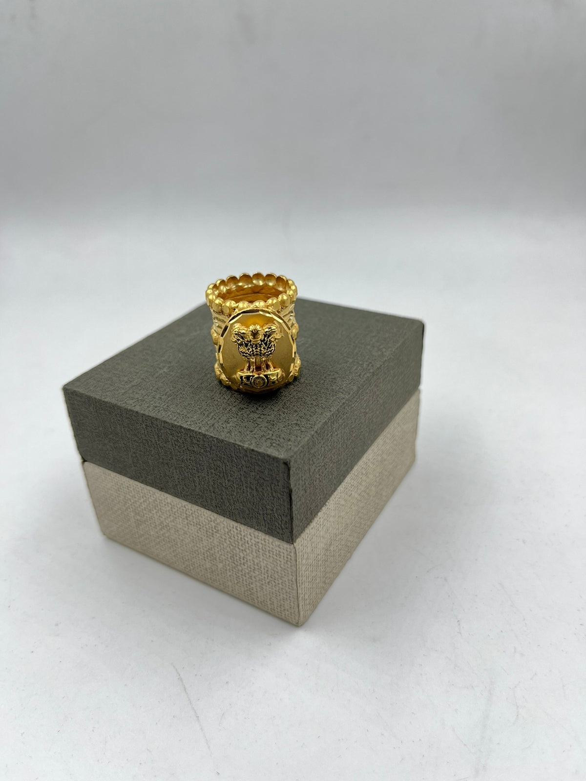 1 GRAM GOLD PLATING RAJWADI MUDRA RING FOR MEN DESIGN A-279