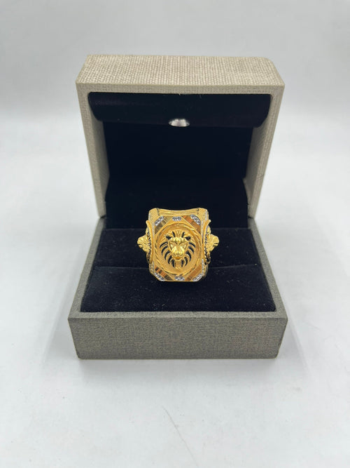 1 GRAM GOLD PLATING LION AND SURYA FACE RING FOR MEN DESIGN A-319