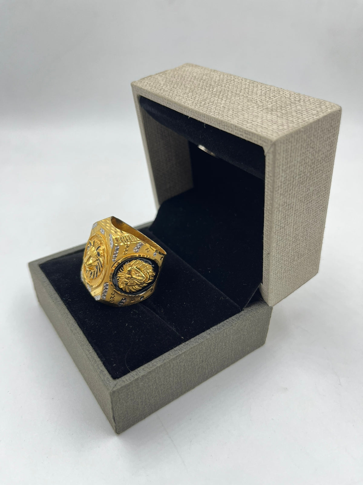 1 GRAM GOLD PLATING LION AND SURYA FACE RING FOR MEN DESIGN A-319
