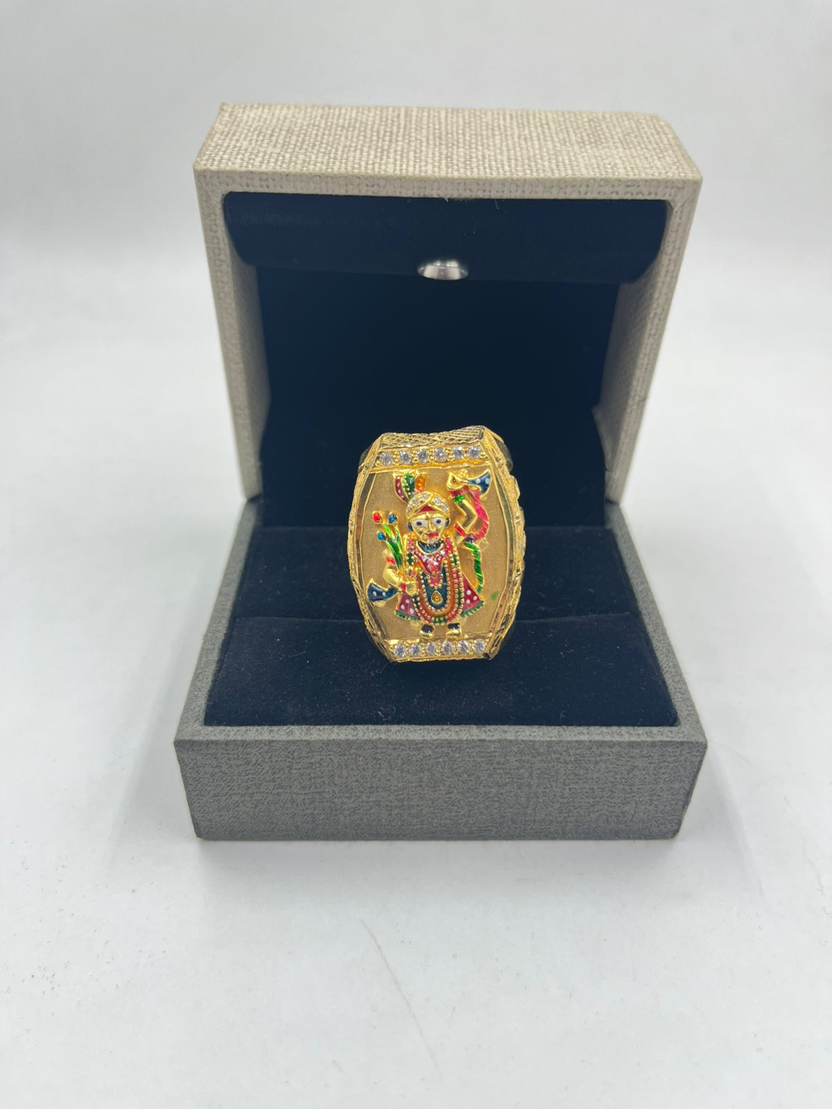 1 GRAM GOLD PLATING SHREENATHJI RING FOR MEN DESIGN A-331