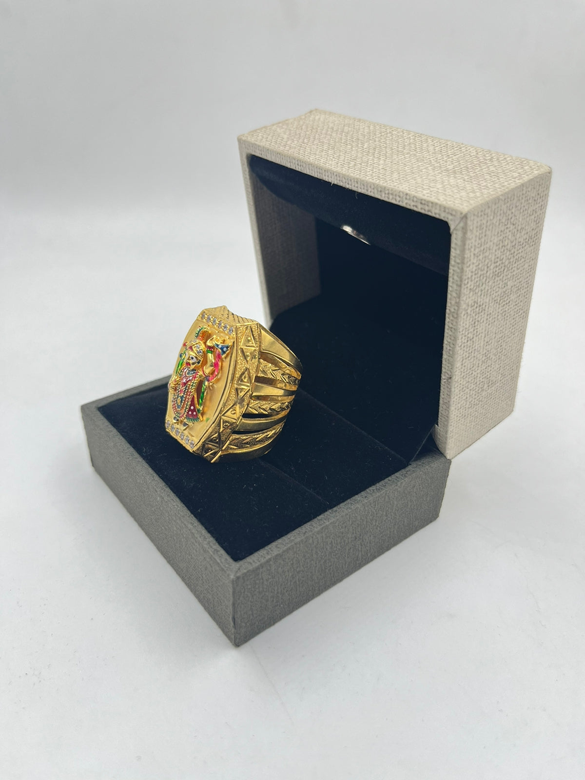 1 GRAM GOLD PLATING SHREENATHJI RING FOR MEN DESIGN A-331