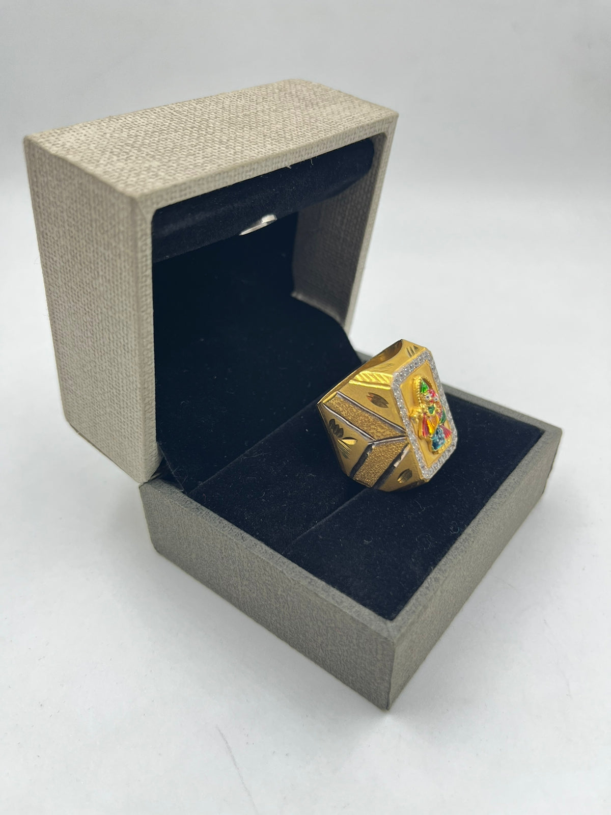 1 GRAM GOLD PLATING RADHE KRISHNA RING FOR MEN DESIGN A-349