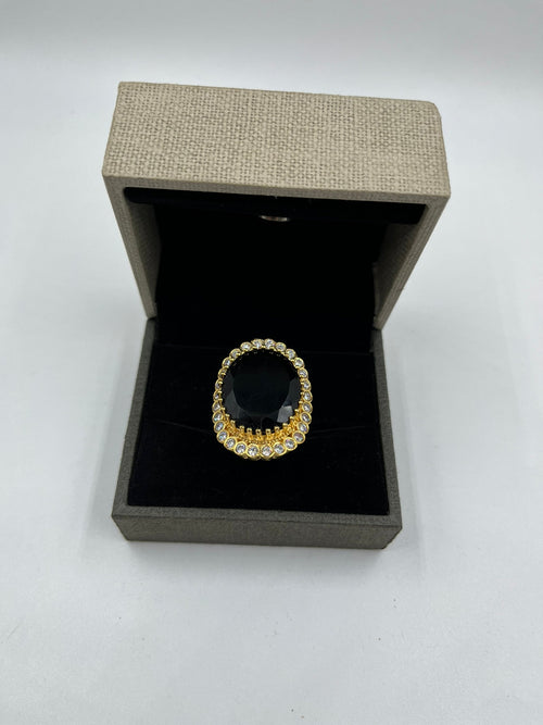 1 GRAM GOLD FORMING BLACK DIAMOND HEAVY LOOK RING FOR MEN DESIGN A-358