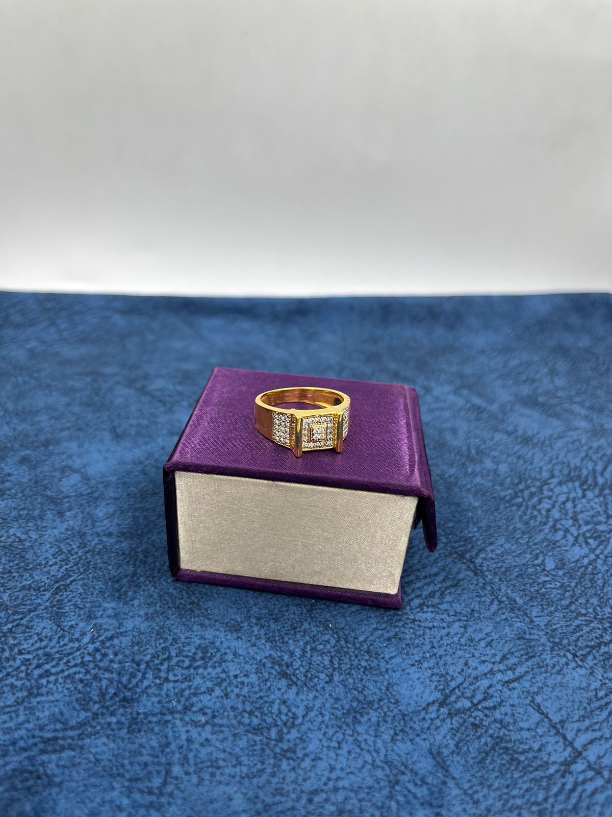 1 GRAM GOLD PLATING DIAMOND RING FOR MEN DESIGN A-382