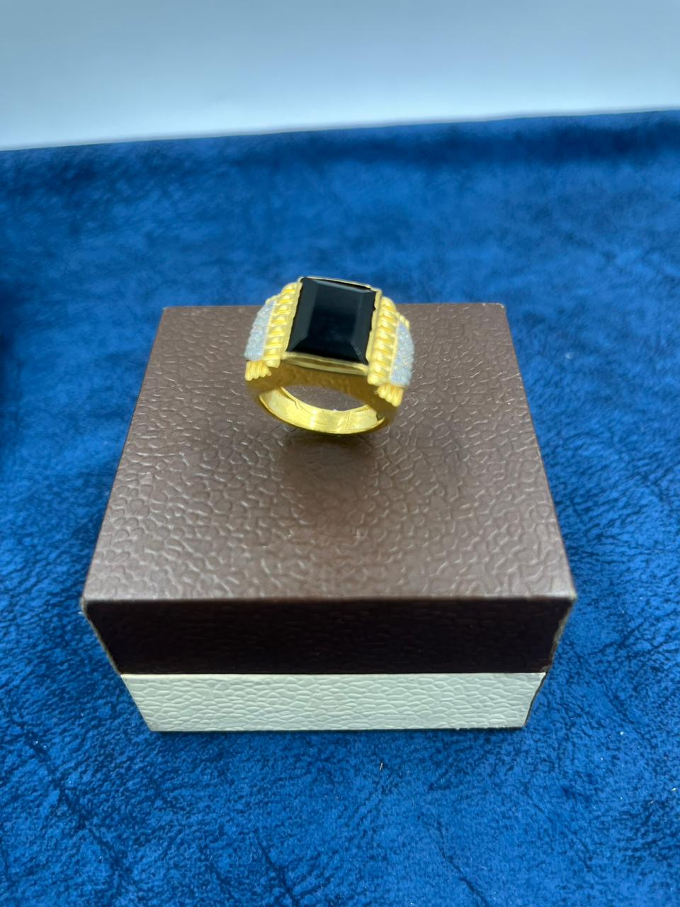 1 GRAM GOLD PLATING BLACK DIAMOND RING FOR MEN DESIGN A-428
