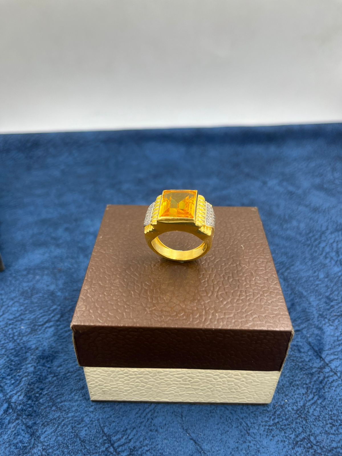 1 GRAM GOLD FORMING YELLOW DIAMOND RING FOR MEN DESIGN A-430