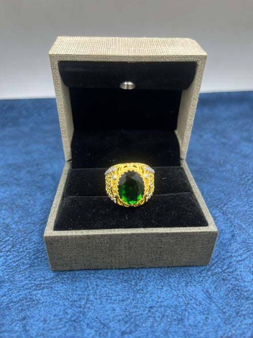1 GRAM GOLD FORMING GREEN DIAMOND RING FOR MEN DESIGN A-432