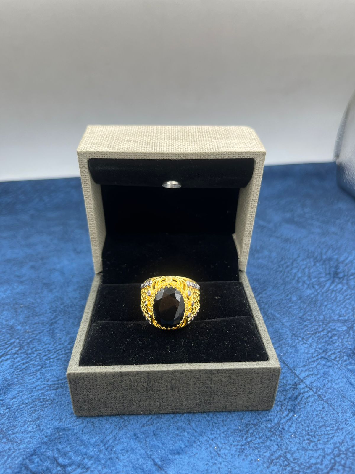 1 GRAM GOLD FORMING BLACK DIAMOND RING FOR MEN DESIGN A-433