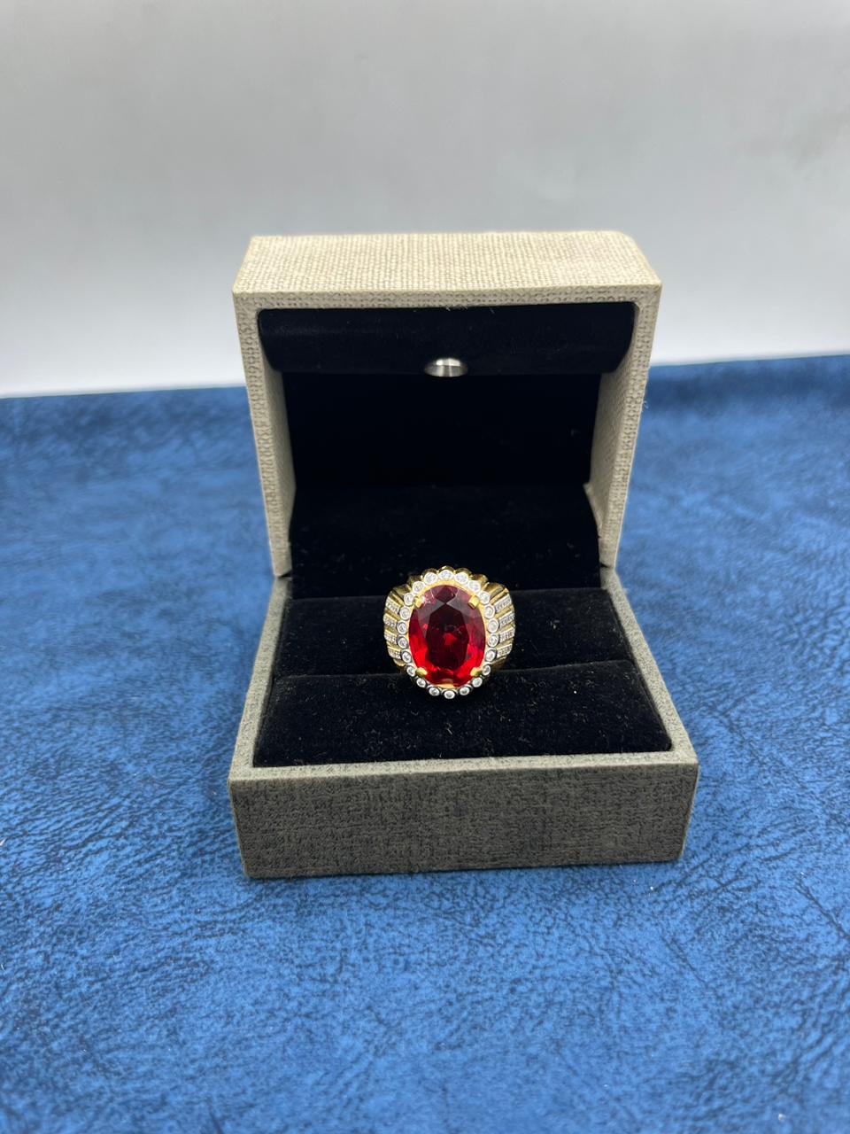 1 GRAM GOLD PLATING RED DIAMOND RING FOR MEN DESIGN A-435