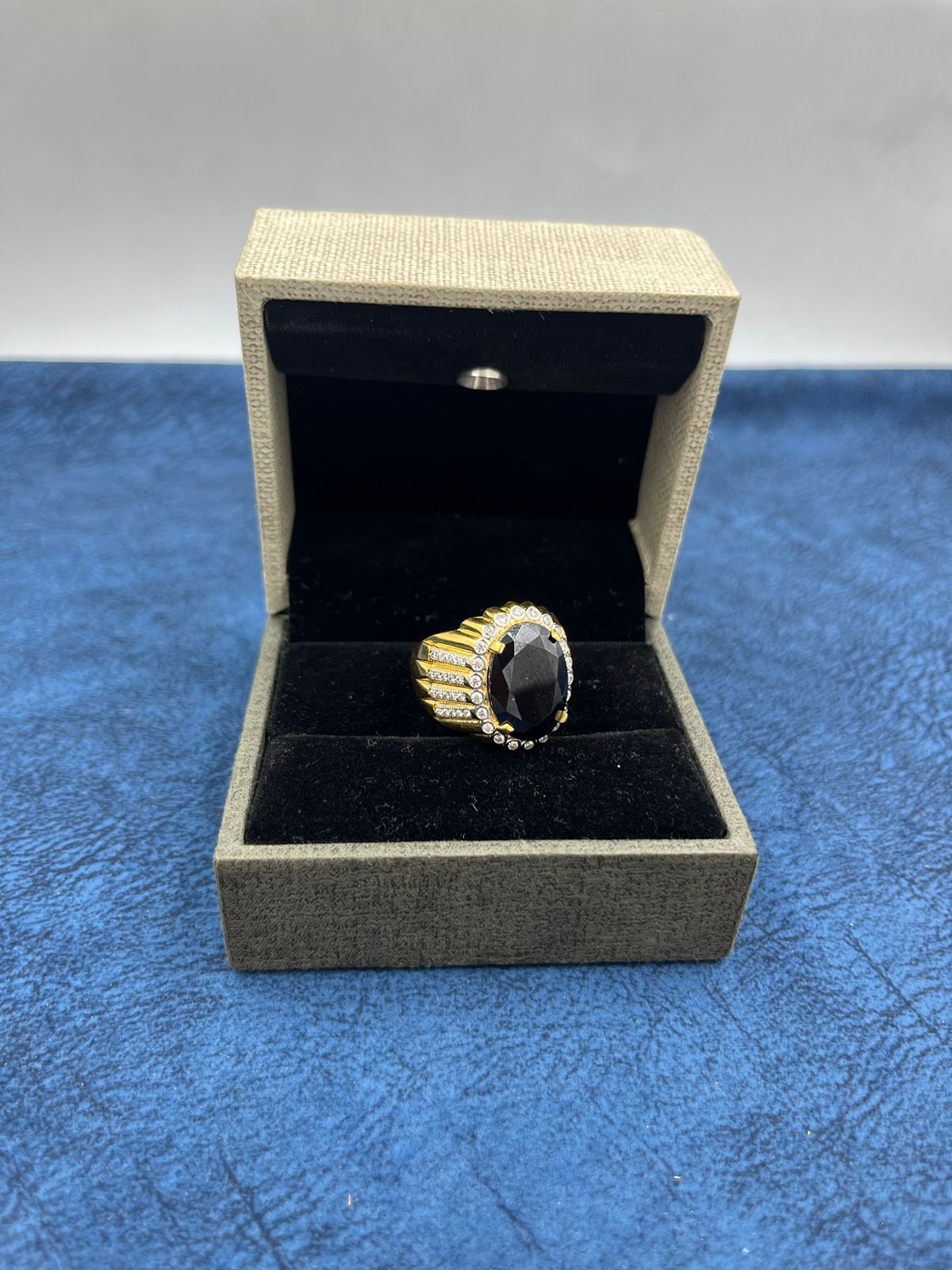 1 GRAM GOLD FORMING BLACK DIAMOND RING FOR MEN DESIGN A-436