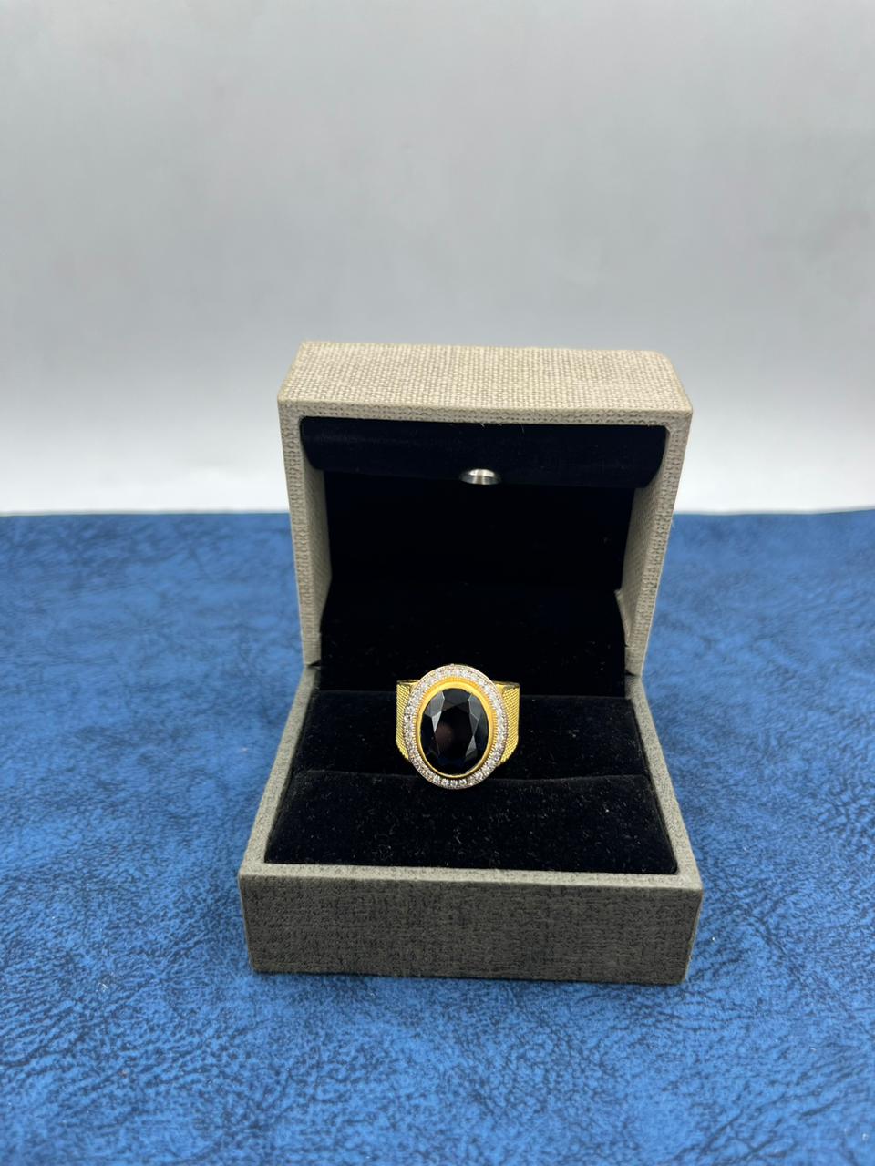 1 GRAM GOLD FORMING BLACK DIAMOND RING FOR MEN DESIGN A-440