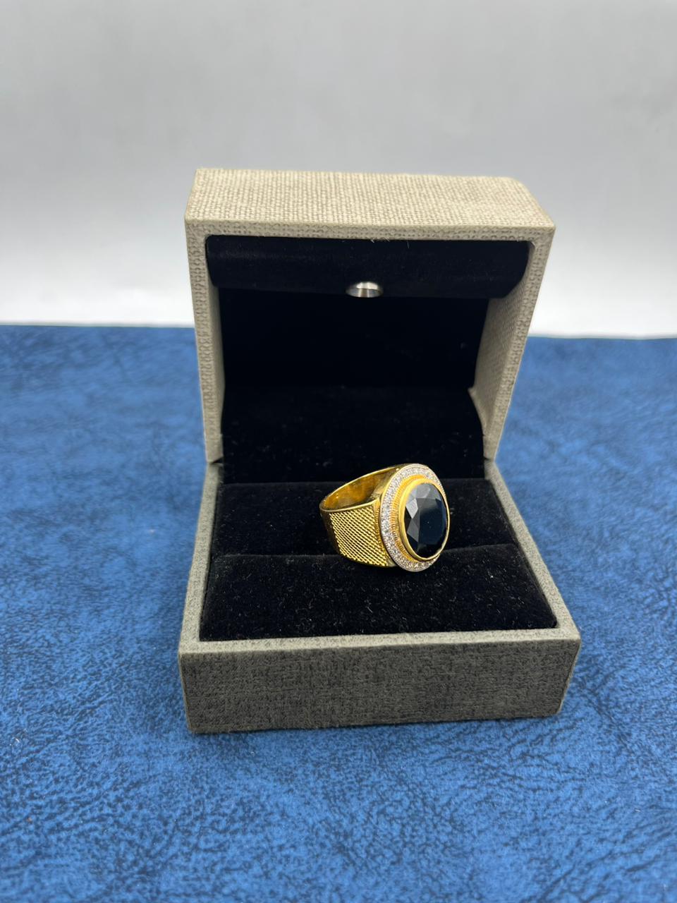 1 GRAM GOLD FORMING BLACK DIAMOND RING FOR MEN DESIGN A-440
