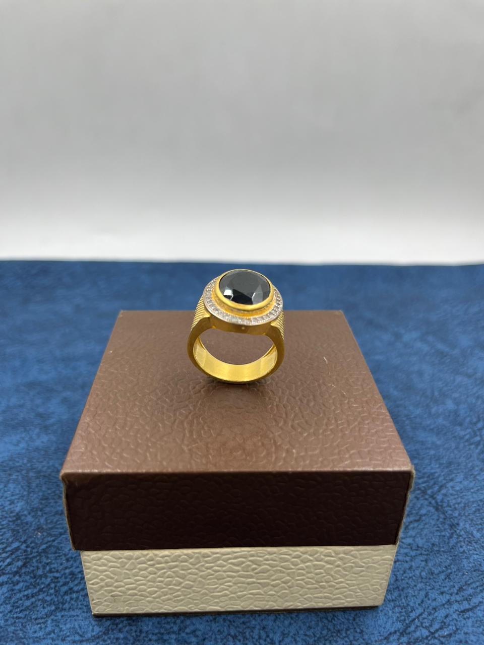 1 GRAM GOLD FORMING BLACK DIAMOND RING FOR MEN DESIGN A-440