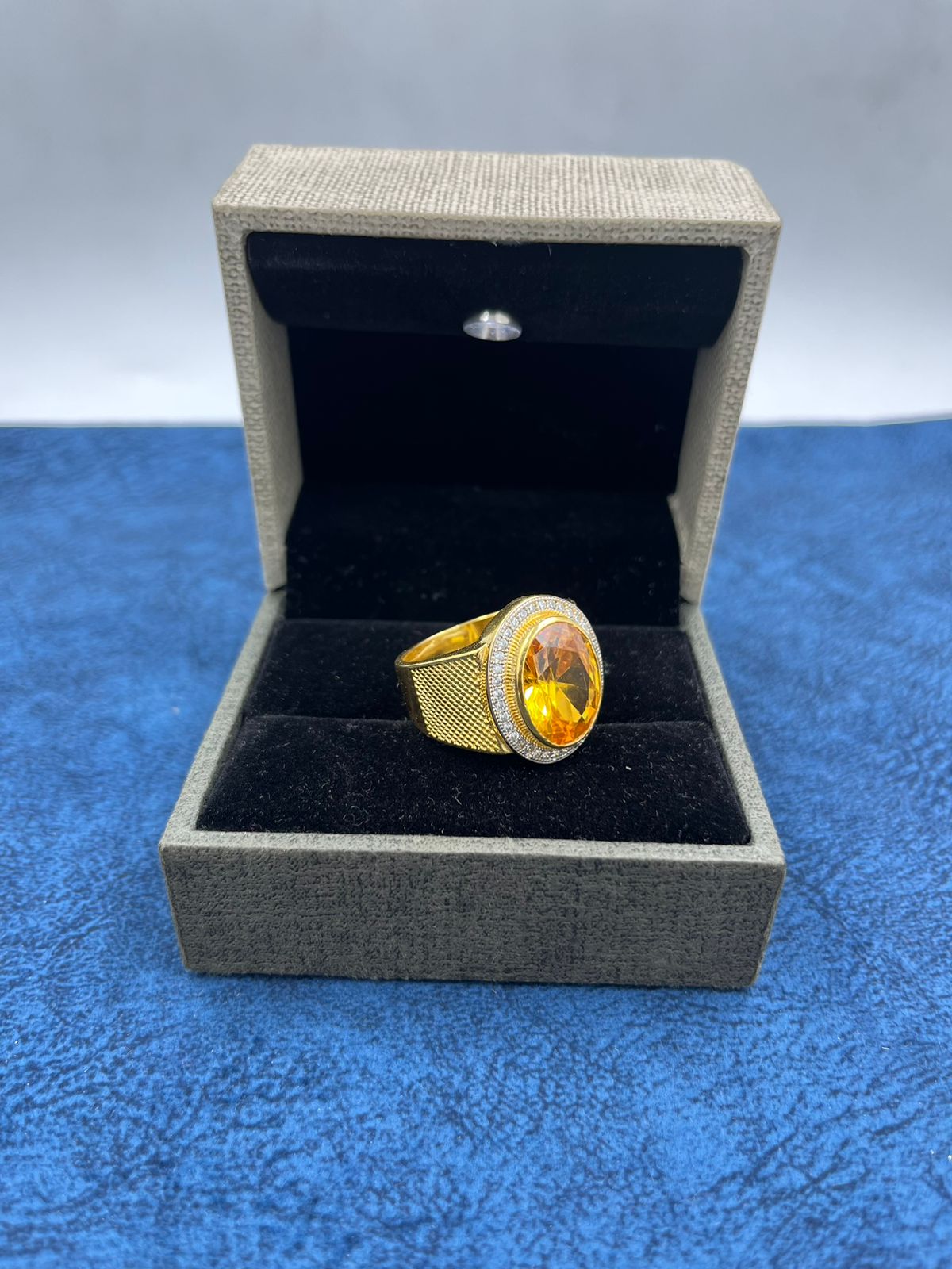 1 GRAM GOLD FORMING YELLOW DIAMOND RING FOR MEN DESIGN A-441