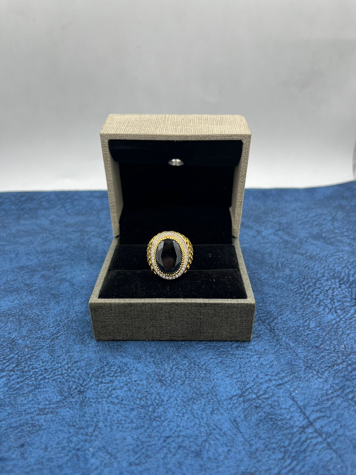 1 GRAM GOLD FORMING BLACK DIAMOND RING FOR MEN DESIGN A-442