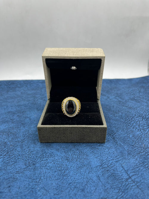 1 GRAM GOLD FORMING BLACK DIAMOND RING FOR MEN DESIGN A-442