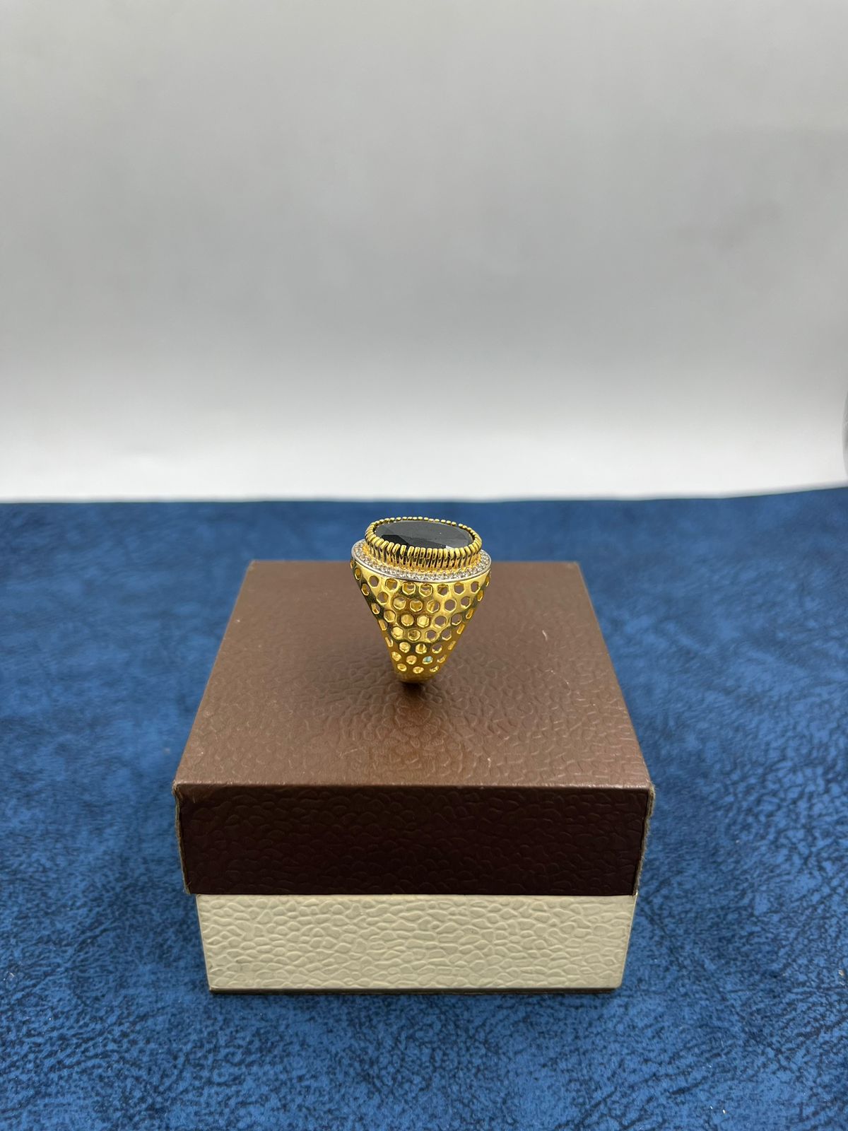 1 GRAM GOLD FORMING BLACK DIAMOND RING FOR MEN DESIGN A-442