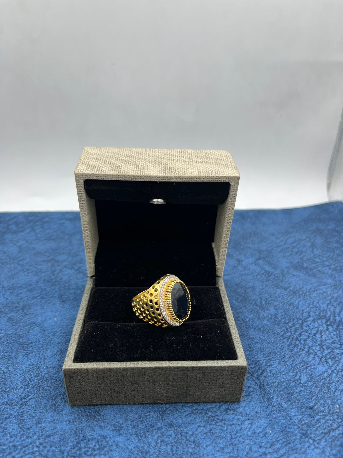 1 GRAM GOLD FORMING BLACK DIAMOND RING FOR MEN DESIGN A-442