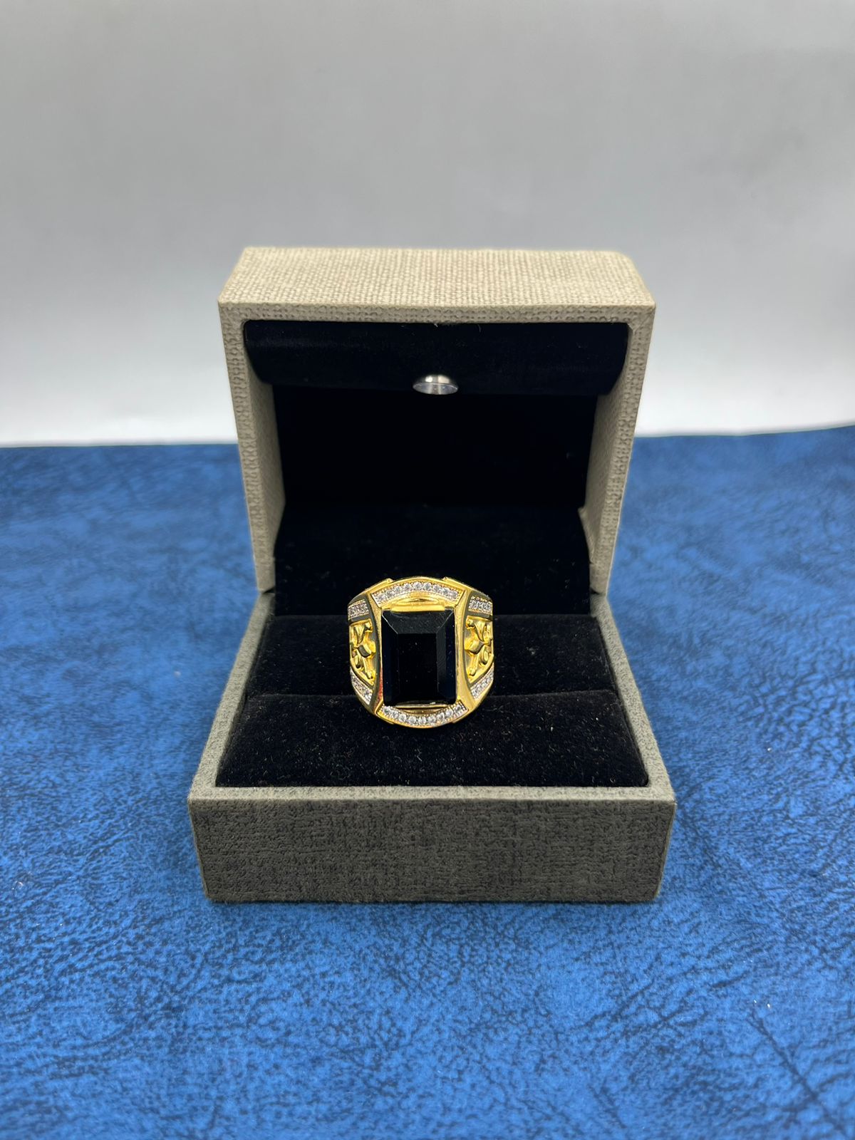 1 GRAM GOLD FORMING BLACK DIAMOND RING FOR MEN DESIGN A-445