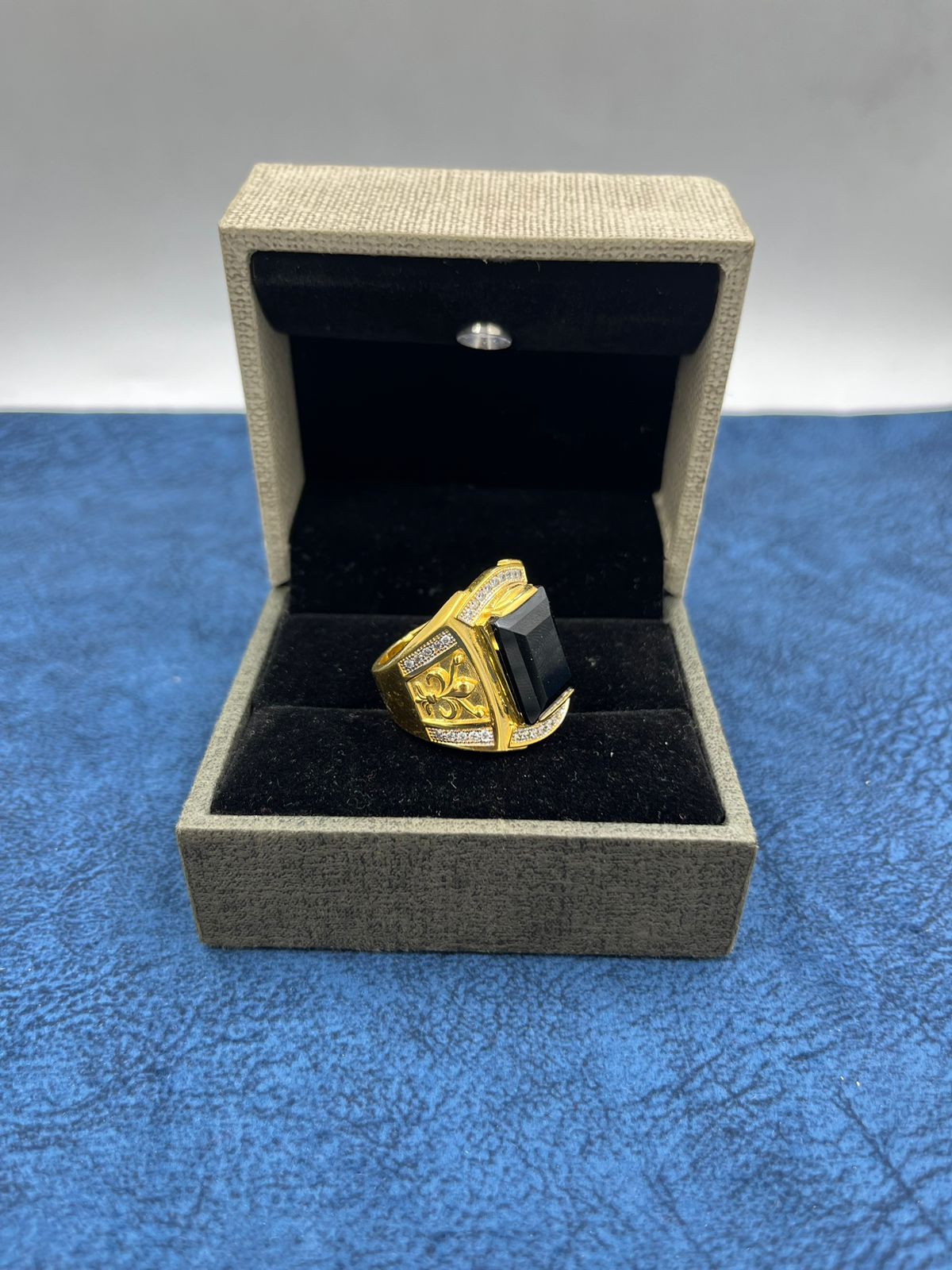 1 GRAM GOLD FORMING BLACK DIAMOND RING FOR MEN DESIGN A-445