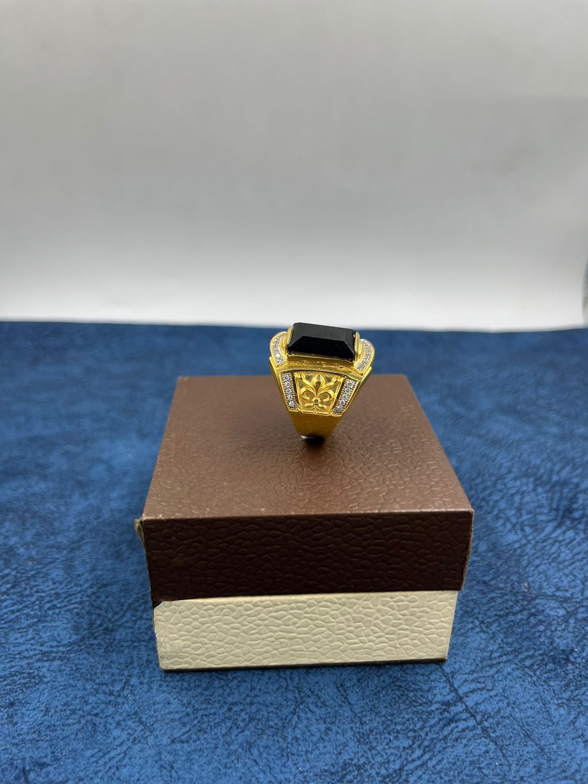 1 GRAM GOLD FORMING BLACK DIAMOND RING FOR MEN DESIGN A-445