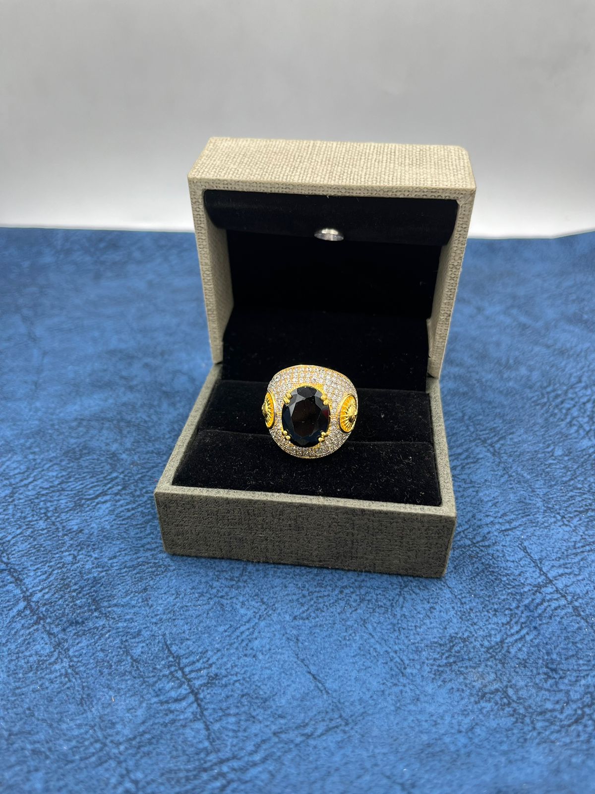 1 GRAM GOLD PLATING BLACK DIAMOND RING FOR MEN DESIGN A-450