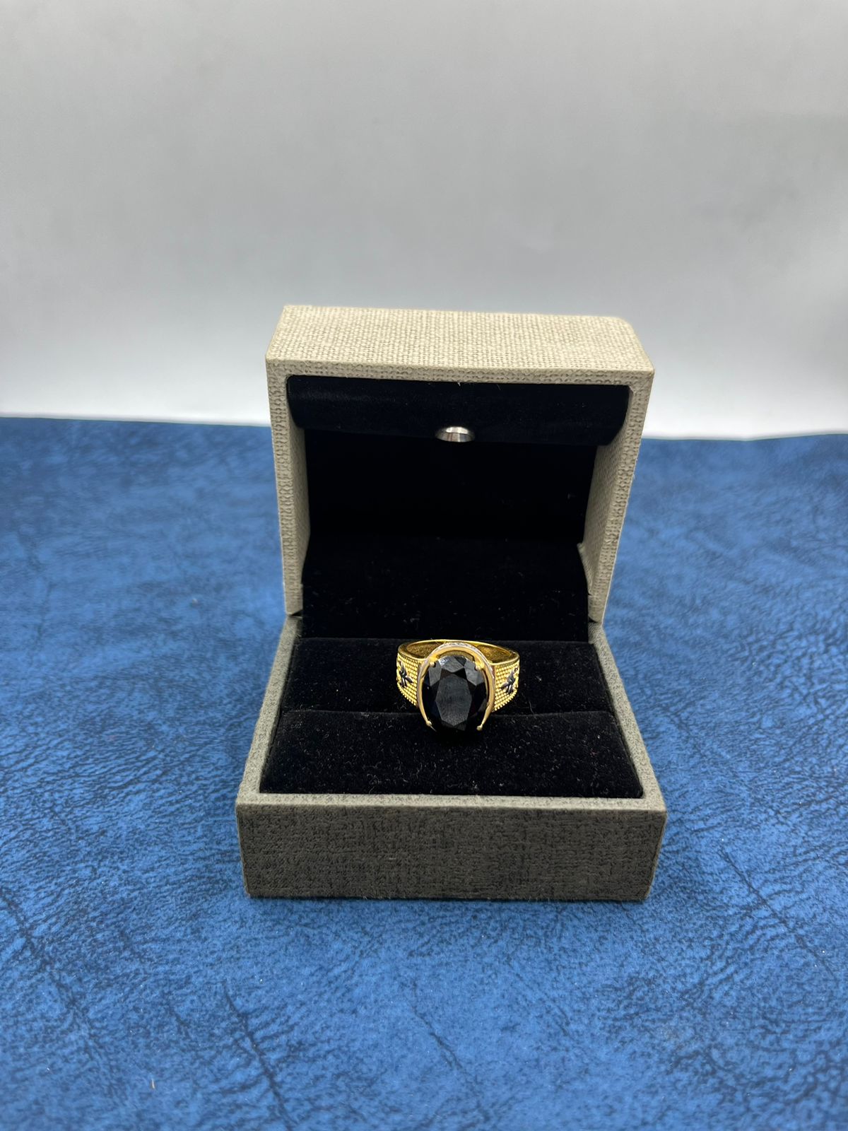 1 GRAM GOLD PLATING BLACK DIAMOND RING FOR MEN DESIGN A-455