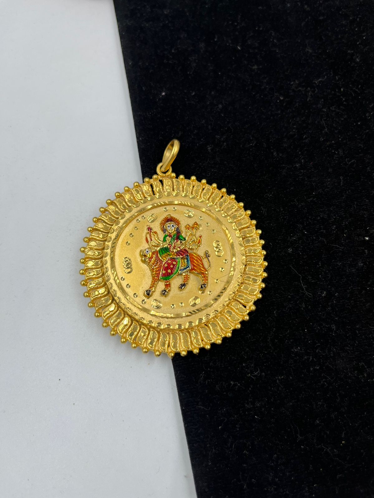 1 GRAM GOLD FORMING RAJWADI AMBE MAA PENDANT FOR MEN DESIGN A-214