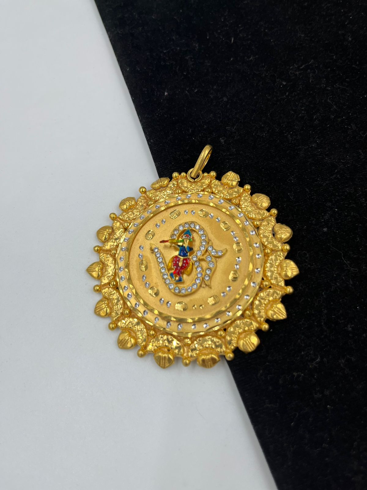 1 GRAM GOLD FORMING OM (AUM) RAJWADI PENDANT FOR MEN DESIGN A-216