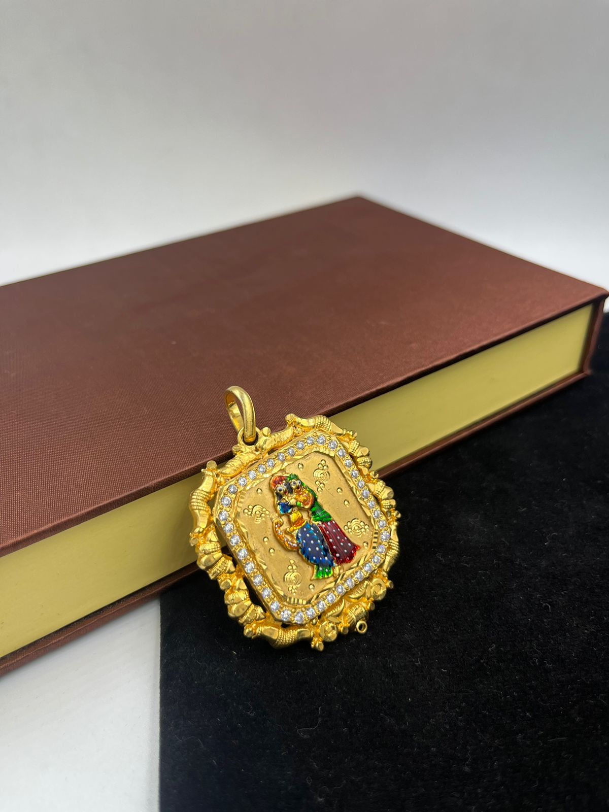 1 GRAM GOLD FORMING RADHA KRISHNA RAJWADI PENDANT FOR MEN DESIGN A-242