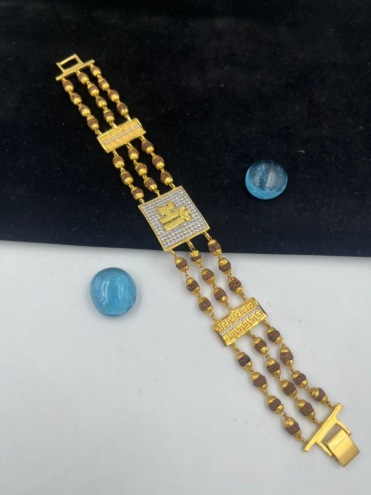 1 GRAM GOLD FORMING MAA RUDRAKSHA BRACELET FOR MEN DESIGN A-139