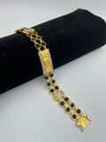 1 GRAM GOLD FORMING BLACK RUDRAKSHA OM (AUM) BRACELET FOR MEN DESIGN A-148