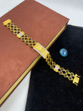1 GRAM GOLD FORMING BLACK RUDRAKSHA OM (AUM) BRACELET FOR MEN DESIGN A-148