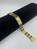 1 GRAM GOLD FORMING BLACK RUDRAKSHA SURYA BRACELET FOR MEN DESIGN A-149