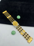 1 GRAM GOLD FORMING 0M (AUM) BLACK RUDRAKSHA BRACELET FOR MEN DESIGN A-182