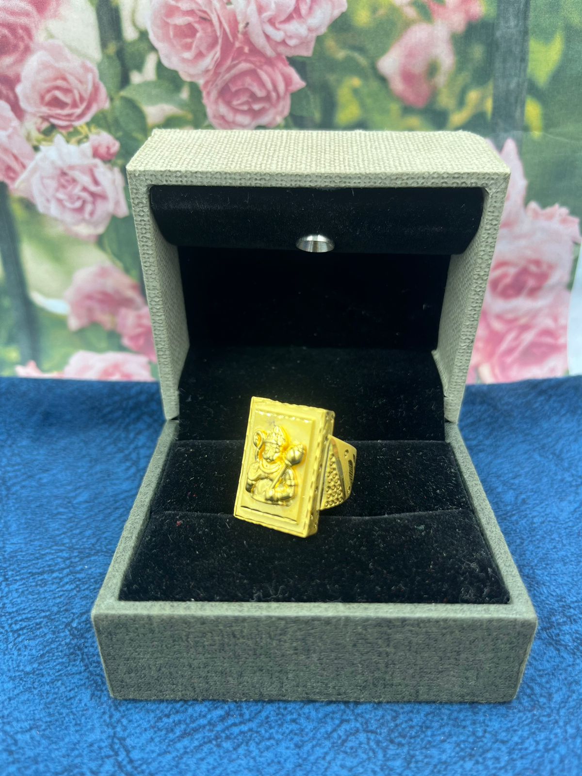 22K Gold 'Hanumanji' Ring For Men With Cz - 235-GR6035 in 8.600 Grams