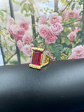 1 GRAM GOLD FORMING RED DIAMOND RING FOR MEN DESIGN A-549
