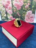 1 GRAM GOLD FORMING BLACK DIAMOND WITH SURYA SYMBOL RING FOR MEN DESIGN A-551